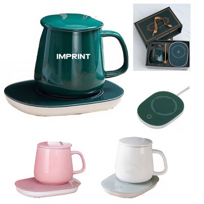 16Oz Ceramic Mug W/ Heating Coasters