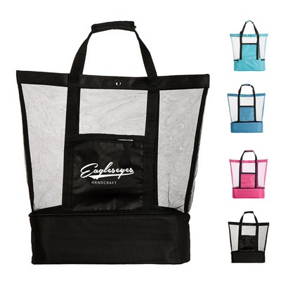 Mesh Beach Tote Bag with Interior Pocket