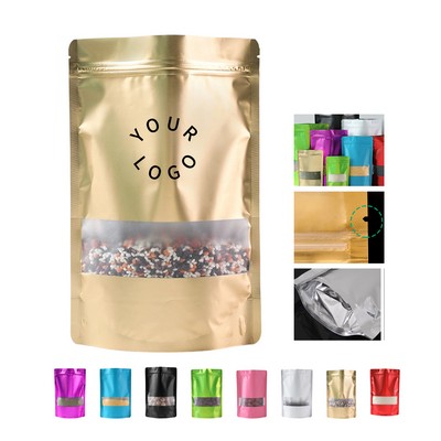 Aluminum Foil Stand Up Zipper Pouch With Clear Window 4.8 x 7.9"