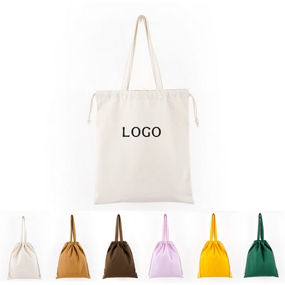 Vibrant-Hued Tote with Drawstring