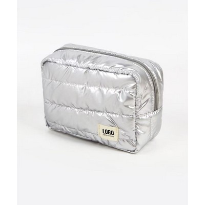 Puffy Metallic Quilted Cosmetic Bag