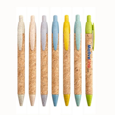 Eco-Friendly Cork Ballpoint Pen Recycled Wheat Straw Pen