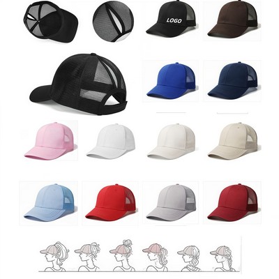 Mesh Adjustable-Opening Ponytail Baseball Cap