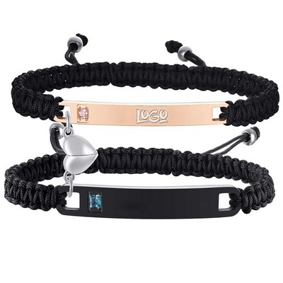 Custom Adjustable Stainless Steel Couple Bracelet