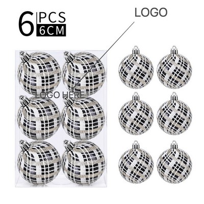Christmas Balls 6cm 6pcs Black Vintage Tree Ornaments Set