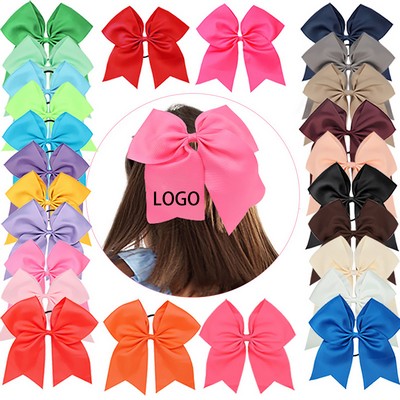 8-Inch Large Ribbon Hair Bow With Elastic Holder