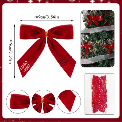Velvet Bow Christmas Tree Ornament 10pcs