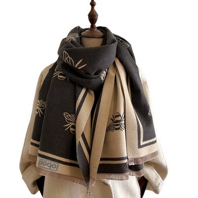 Imitation Cashmere Bee Print Scarf