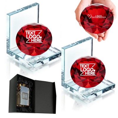 Red Sparkling Crystal Bookends with Diamond Set of 2