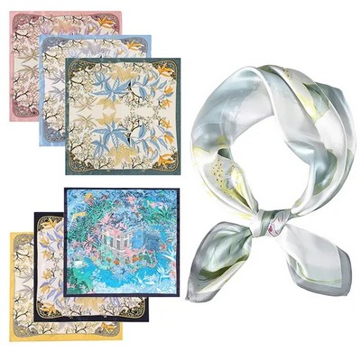 Personalized 100% Mulberry Silk Bandana Scarf(Ocean)