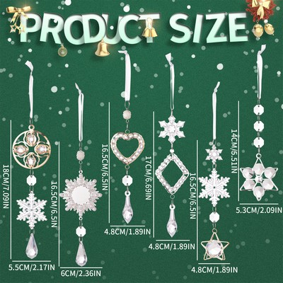 Transparent Acrylic Austrian Snowflake Icicle Water Drop Christmas Ornament Crystal Hanging Decor