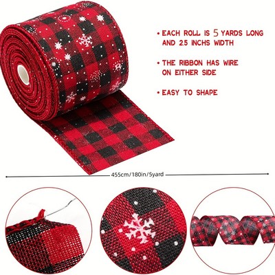 Christmas Colorful Plaid Ribbon Faux Burlap Gift DIY Wrapping Bow Holiday Decoration Ribbon