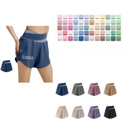 Custom Summer Women Double Layer Sports Shorts