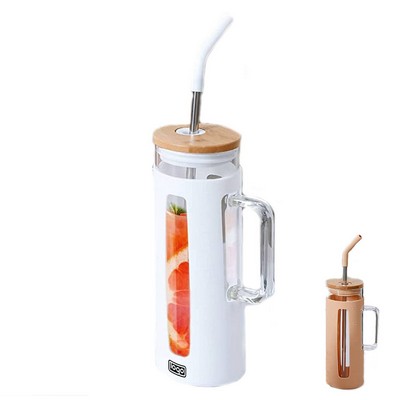 20oz BPA Free Glass Straw Tumbler w/ Handle