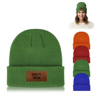 Snug Fit Stretchable Ribbed Cuff Beanie