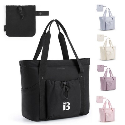 Foldable Tote Shoulder Bag w/ Zipper