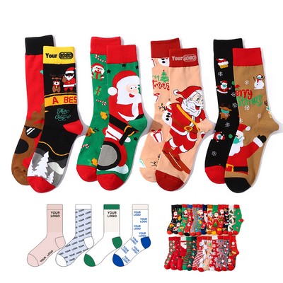 Christmas Pattern Cotton Crew Socks