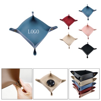 PU Leather Desktop Storage Tray