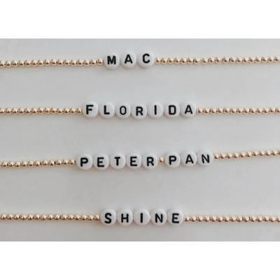 Gold Beaded Letter Bracelets
