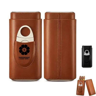 Leather Cigar Case with Cutter & Cedar Lining