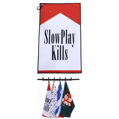 15.7" x 23.6" Sublimated Microfiber Golf Towel with Grommet & Carabiner