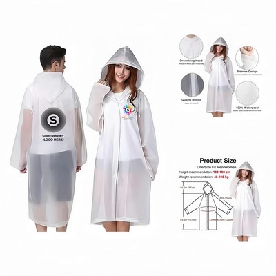 EVA Waterproof Foldable Rain Poncho with Hood