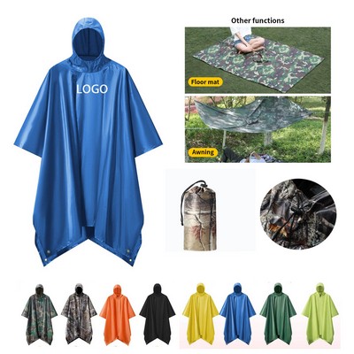 3-in-1 Unisex Camping Rain Poncho with Shelter & Ground Sheet