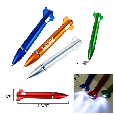 2-in-1 LED Rocket Design Ball Pens