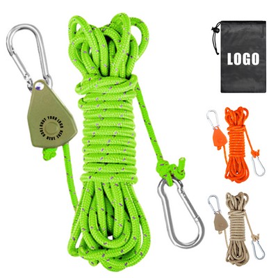 10' Reflective Windproof Ropes With Pulley Buckles For Tents