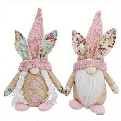 Easter Bunny Gnome Plush Decoration Handmade Faceless Rudolf Elf Doll Rabbit Ear