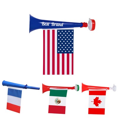 Country Flag Cheering Horn with Attached Banner