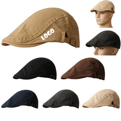 Neutral Plain-Colored Flat Cap
