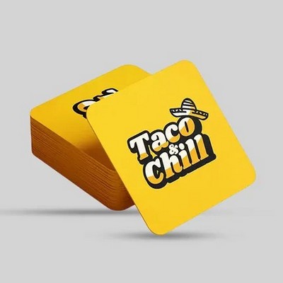 Custom Square Pulpboard Coaster - Printed Matte - 3.5" Dia x 40 pt