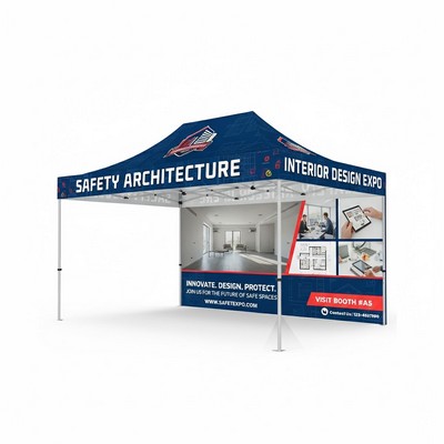 10x15 Premium Hex Aluminum Canopy with Full Rear Wall