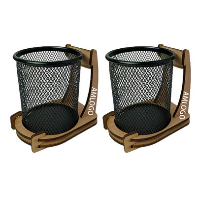 Artisanal Wooden Basketball Hoop Pen Holder