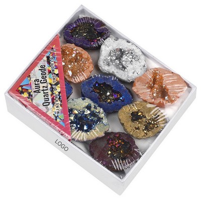 Natural Hollow Agate Geode "Cornucopia" Plated Colorful Crystal Cave Specimen Raw Mineral Druzy