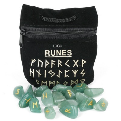 25 Pcs Natural Crystal Rune Stone Set Irregular Tumbled Semi-Precious Healing Stones Engraved
