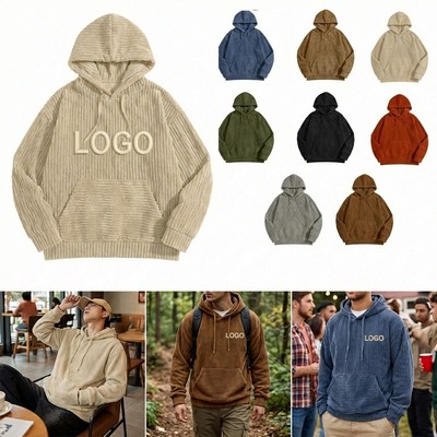 Men Long Sleeve Corduroy Hoodie (S-3XL)
