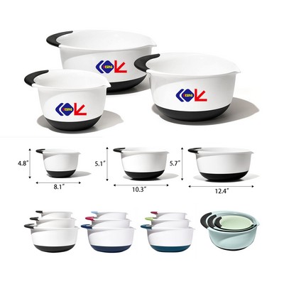 Grips 3 Pieces Plastic Mixing Bowl Set