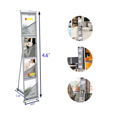 8 Pocket Portable Roll up Magazine Display Rack