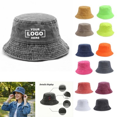 Casual Washed Cotton Bucket Hat