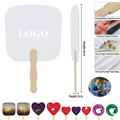Wooden Handle Paper Fan