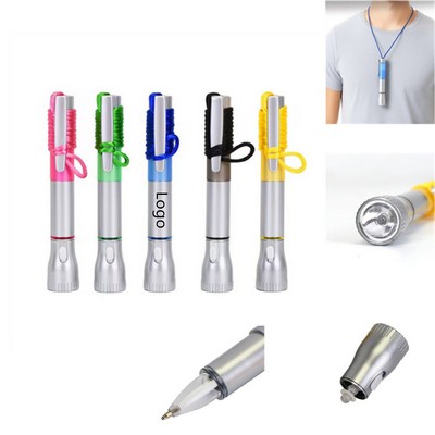 Flashlight with Pen and Lanyard