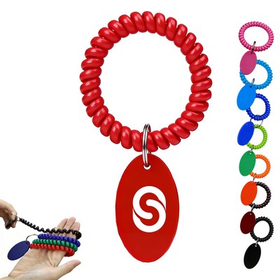Stretchable Bracelet Wrist Coil Keychain with Custom Tag