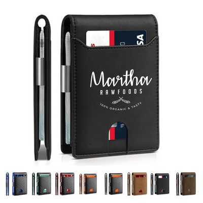 Leather RFID Blocking Wallet with Money Clip