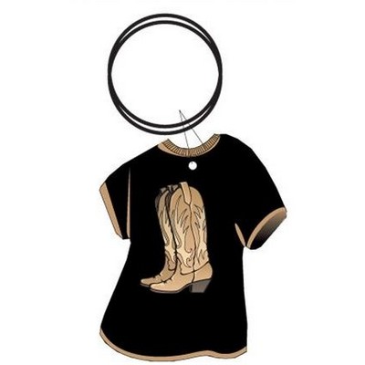 Cowboy Boots T Shirt Key Chain w/Mirrored Back (4 Square Inch)