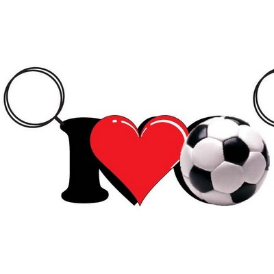 I Love Soccer Key Chain w/Clear Mirrored Back (6 Square Inch)