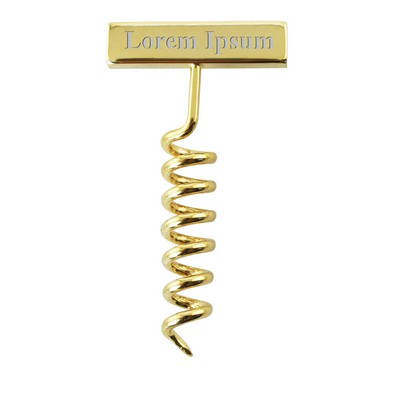 Promotional Gold Plated Corkscrew Lapel Pin