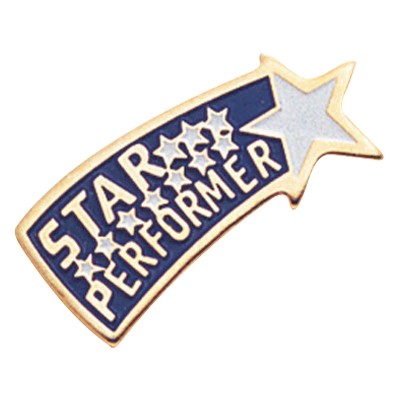 Etched Enameled School Shooting Star Performer Pin