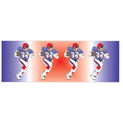 Football Player Panoramic Badge w/ Bar Pin (1.625"x4.625")